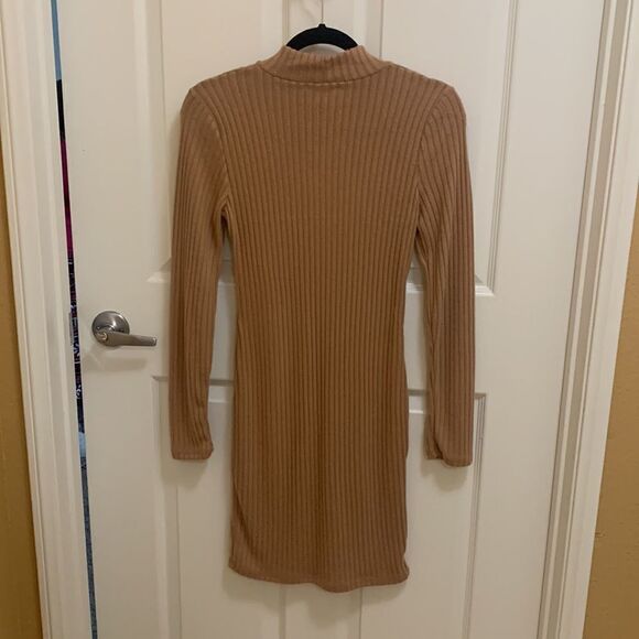 Nude Mock Neck Long Sleeve Dress - Picture 6 of 7